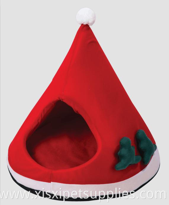 Christmas Foldable Pet bed,Santa Hat Shaped Indoor Cat House